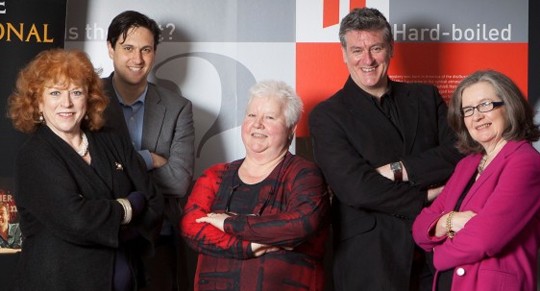 Left to right: Jane Gregory, David Shelley, Val McDermid, Martyn Waites and NJ Cooper