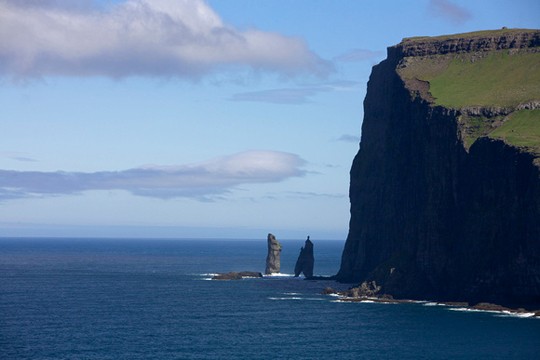 Risin og kellingin - the giant and the witch - are two basalt stacks.